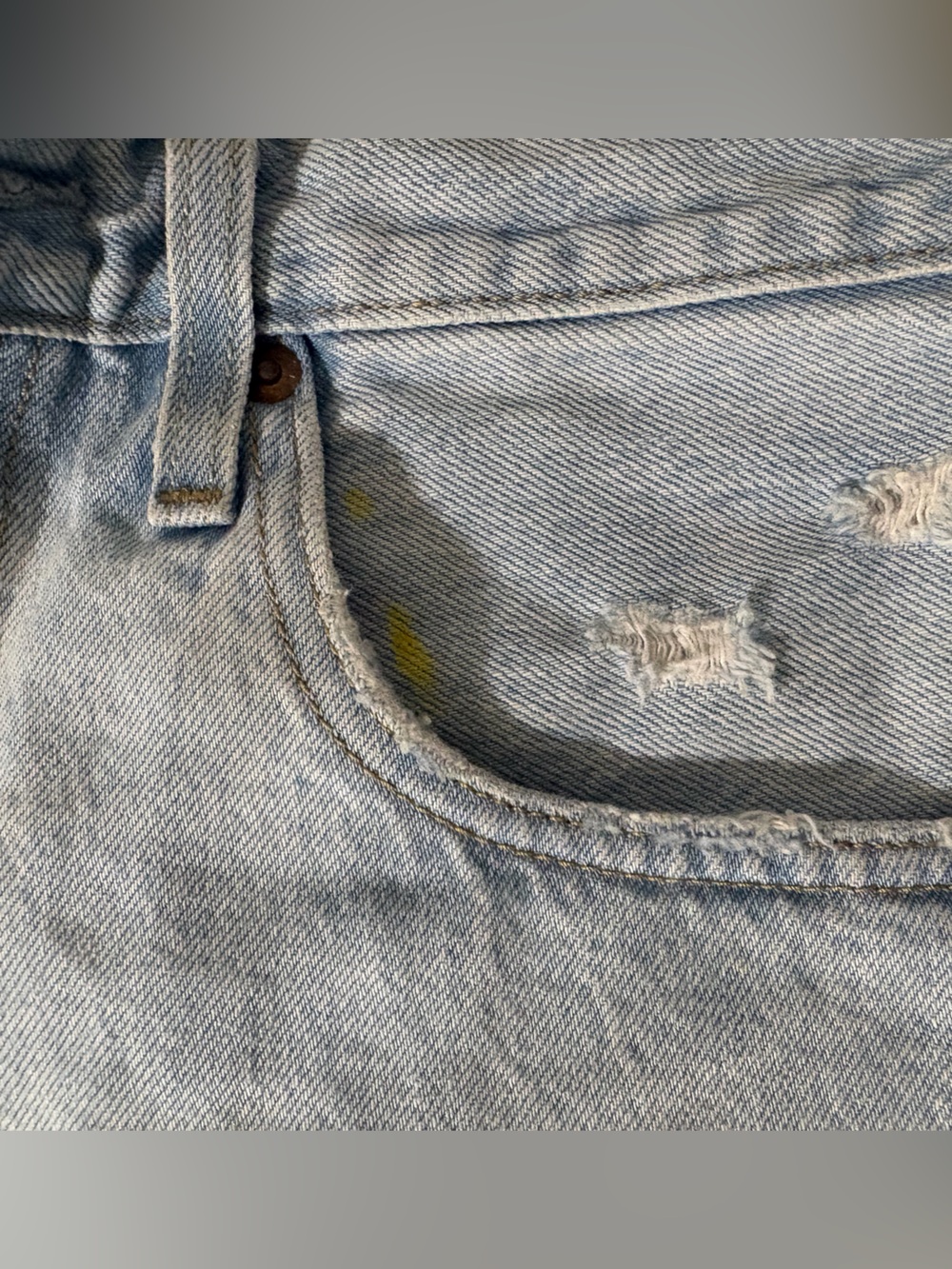 Levi's Light Wash Distressed 501 Cutoff Denim Shorts - Picture 2 of 10